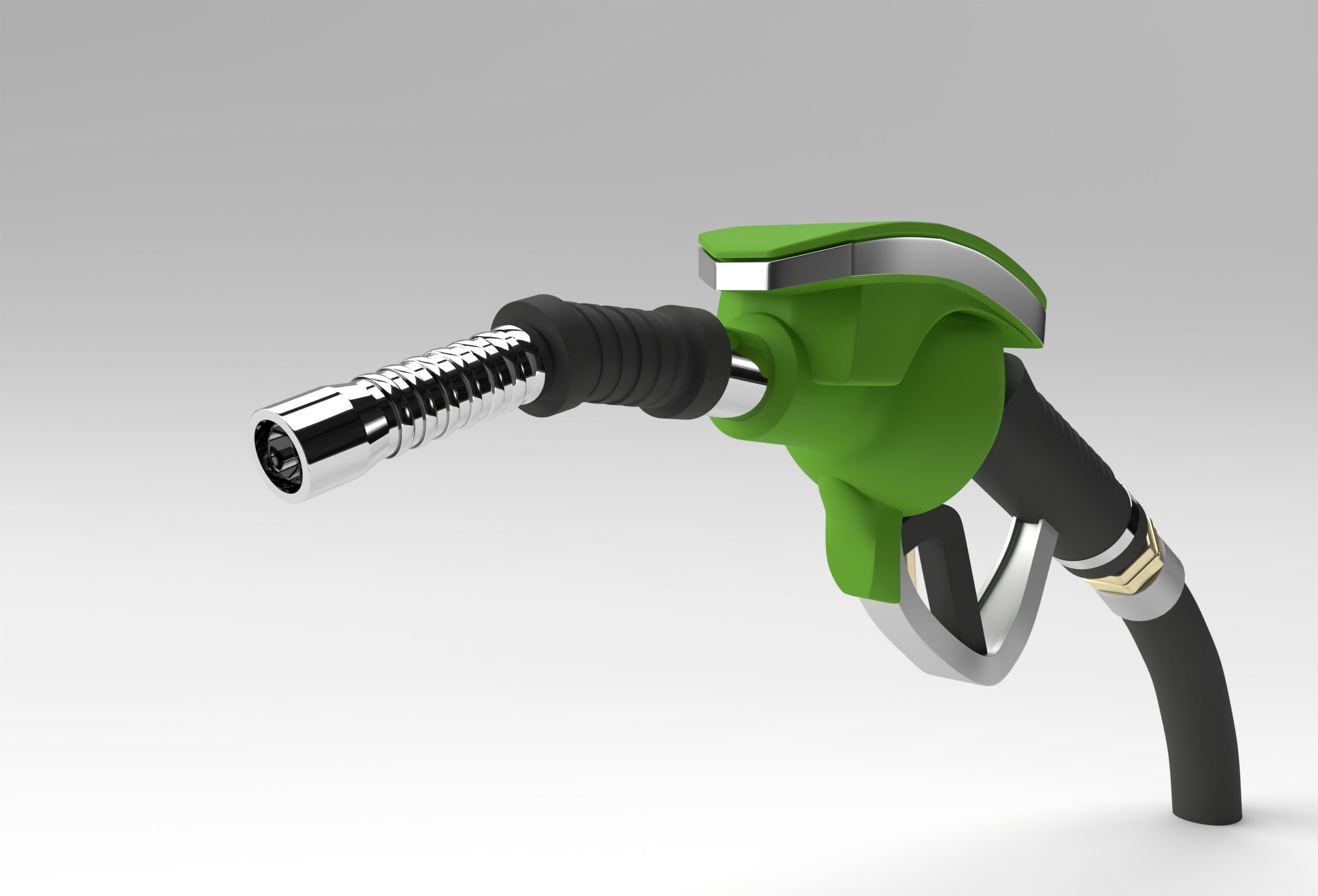 3D Render fuel pump nozzle isolated on Color Background.